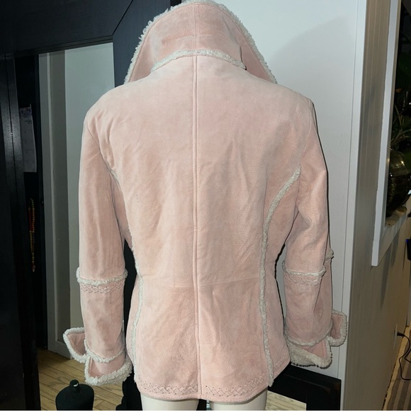 Bisou Bisou Pink Suede Floral Embroidered Teddy Jacket – Size L - Picture 2 of 12